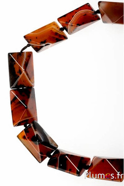 Perles en agate - 20 x 31 mm, trou 2 mm - rouge brun